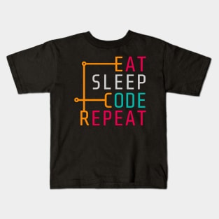 Eat Sleep Code Repeat Three Kids T-Shirt